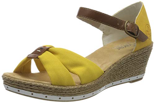 Rieker Damen Frühjahr/Sommer 60467 Geschlossene Sandalen, Gelb (Yellow/Amaretto/Gelb 69), 42 EU von Rieker