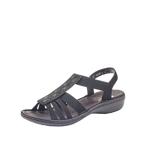 Rieker Damen Frühjahr/Sommer 60870 Sandalen, Schwarz (Schwarz 00), 42 EU von Rieker