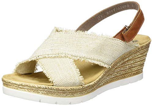 Rieker Damen Frühjahr/Sommer 61935 Geschlossene Sandalen, Beige (Perle/Cognac 60) von Rieker