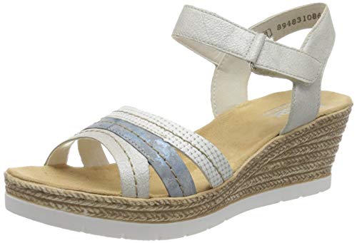 Rieker Damen Frühjahr/Sommer 61955 Geschlossene Sandalen, Weiß (White-Silver/Heaven/Weiss-Silber 80), 41 EU von Rieker