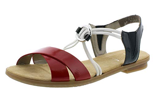 Rieker Damen Frühjahr/Sommer 64277 Geschlossene Sandalen, Rot (Rosso/Marine 33) von Rieker