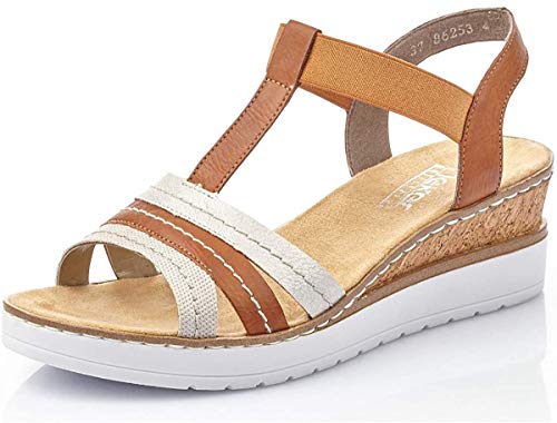 Rieker Damen Frühjahr/Sommer V38A1 Geschlossene Sandalen, Braun (Perle/Cayenne/White-Silver 60), 39 EU von Rieker