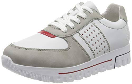 Rieker Damen Frühjahr/Sommer L2820 Slip On Sneaker, Weiß (Cement/Weiss/Rosso/ 40 40) von Rieker