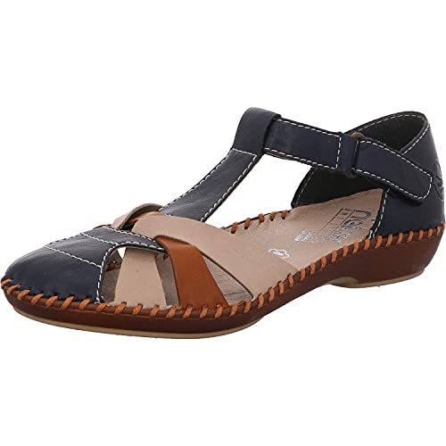 Rieker Damen Frühjahr/Sommer M1668 Geschlossene Ballerinas, Blau (Pazifik/Nude/Cayenne 14), 39 EU von Rieker