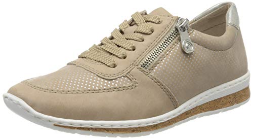 Rieker Damen Frühjahr/Sommer N5121 Sneaker, Gelb (Nude/Silber/Fog-Silver/ 62 62), 40 EU von Rieker