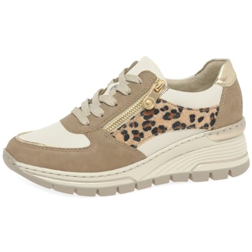 Rieker Damen Keilabsatz Leder Sneaker, beige, 41 EU von Rieker