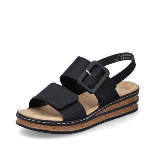 Rieker Damen Keilsandalen 62950, Frauen Sandalen,offene Schuhe,Strandschuhe,Keilsandaletten,Keilabsatz,Wedge-Heel,bequem,schwarz (00),42 EU / 8 UK von Rieker