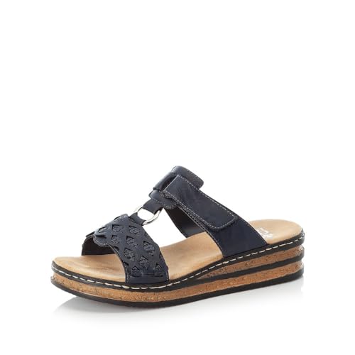 Rieker Damen Pantoletten 629K9, Frauen Slipper,Sommerschuhe,Sandalen,Freizeitschuhe,Schlupfschuhe,schluepfschuhe,Slides,Mules,blau (14),41 EU / 7.5 UK von Rieker