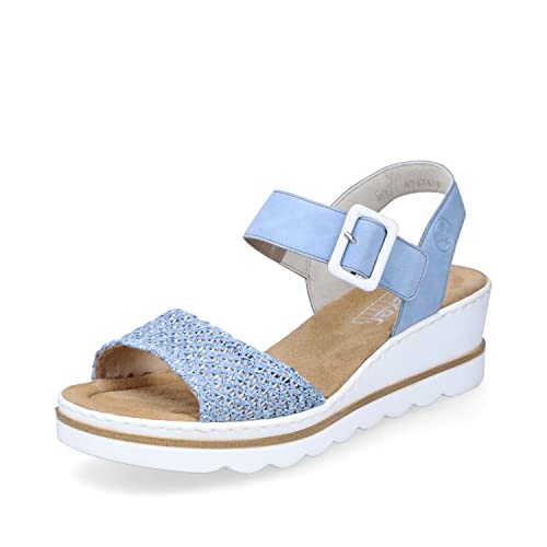 Rieker Damen Sandaletten 67474, Frauen Sandalen,Sommersandalen,bequem,Sommerschuhe,Freizeitschuhe,offene,Schuhe,Strandschuhe,blau (10),39 EU / 6 UK von Rieker