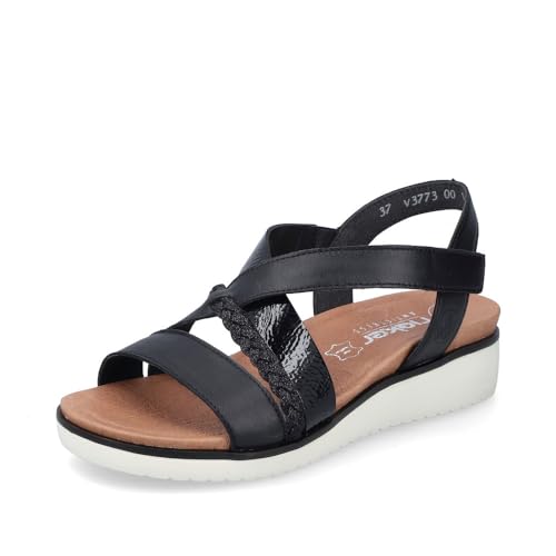 Rieker Damen Keilsandalen V3773, Frauen Sandalen,Sommerschuhe,Freizeitschuhe,offene Schuhe,Strandschuhe,Keilsandaletten,schwarz (00),40 EU / 6.5 UK von Rieker