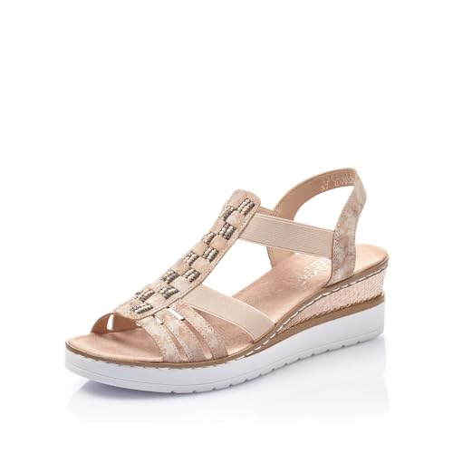 Rieker Damen Keilsandalen V3822, Frauen Sandalen,Sommerschuhe,Freizeitschuhe,offene Schuhe,Strandschuhe,Keilsandaletten,hoch,rosa (31),42 EU / 8 UK von Rieker