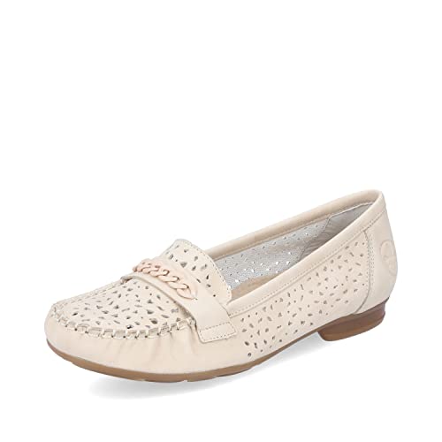 Rieker Damen Klassische Ballerinas 40068, Frauen Flats,Slip-ons,Gummizug,Ballerinen,Pumps,Halbschuhe,Sommerschuhe,Slipper,beige (60),36 EU / 3.5 UK von Rieker