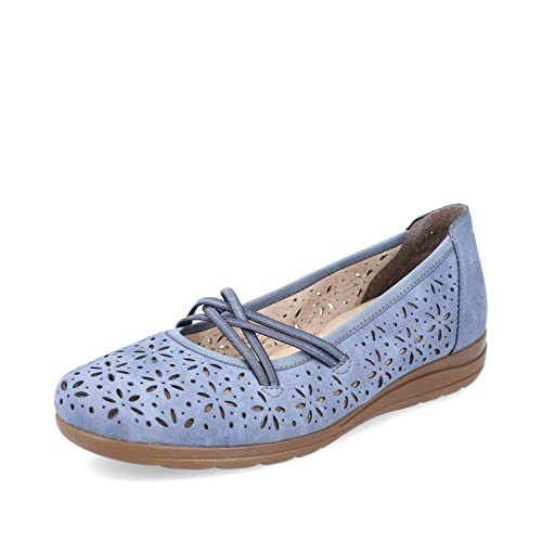 Rieker Damen Klassische Ballerinas L9356, Frauen Flats,Halbschuhe,Sommerschuhe,Slipper,Ballerina-Schuhe,Ballett-Schuhe,flach,blau (10),41 EU / 7.5 UK von Rieker