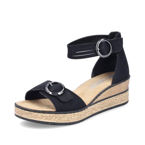Rieker Damen Klassische Sandalen 63780, Frauen Sandalen,Sommerschuhe,Freizeitschuhe,offene Schuhe,Strandschuhe,schwarz (00),37 EU / 4 UK von Rieker