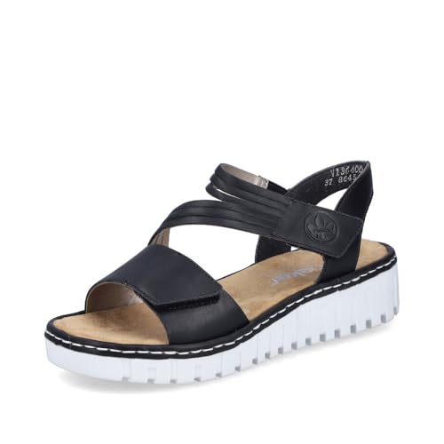 Rieker Damen Klassische Sandalen V1364, Frauen Sandalen,Sommerschuhe,Freizeitschuhe,offene Schuhe,Strandschuhe,schwarz (00),39 EU / 6 UK von Rieker