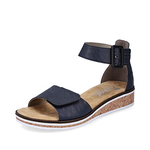 Rieker Damen Sandaletten V3650, Frauen Sandalen,Sommersandalen,bequem,Sommerschuhe,Freizeitschuhe,offene,Schuhe,Strandschuhe,blau (14),39 EU / 6 UK von Rieker