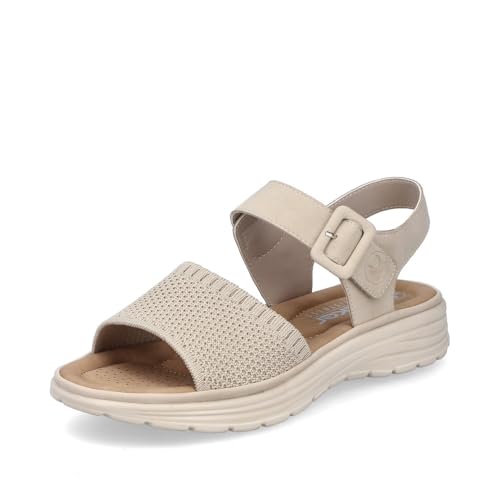 Rieker Damen Klassische Sandalen V8554, Frauen Sandalen,Sommerschuhe,Freizeitschuhe,offene Schuhe,Strandschuhe,beige (60),36 EU / 3.5 UK von Rieker