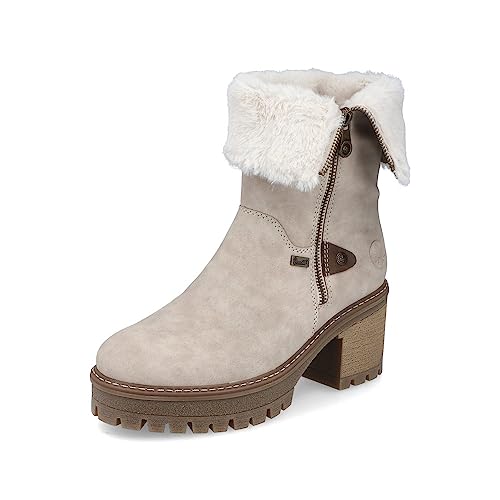 Rieker Damen Klassische Stiefel Y8582, Frauen Stiefel,gefüttert,reißverschluss,boots,winterstiefel,winterschuhe,beige (60),38 EU / 5 UK von Rieker