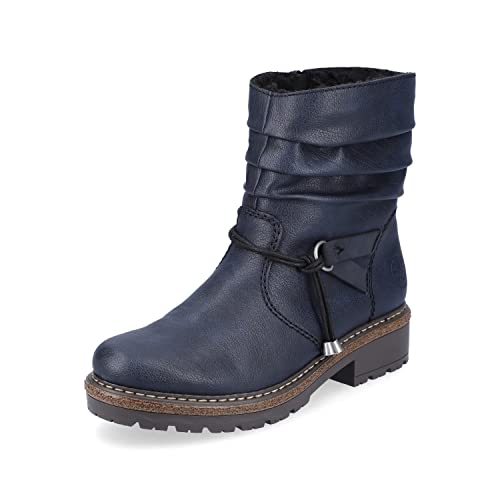 Rieker Damen Klassische Stiefeletten Z3494, Frauen Stiefeletten,uebergangsschuhe,reißverschluss,gerafft,Woman,blau (15),40 EU / 6.5 UK von Rieker