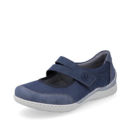 Rieker Damen Riemchenballerinas 48953, Frauen Flats,Slip-ons,spangenballerinas,Mary-Jane,Ballerinen,Pumps,Halbschuhe,Slipper,blau (14),36 EU / 3.5 UK von Rieker