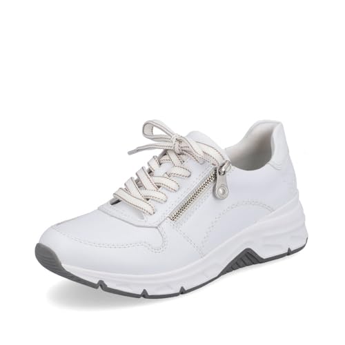 Rieker Damen Low-Top Sneaker 48134, Frauen Halbschuhe,lose Einlage,schnürschuhe,schnürer,Plateausohle,straßenschuhe,Weiss (81),36 EU / 3.5 UK von Rieker