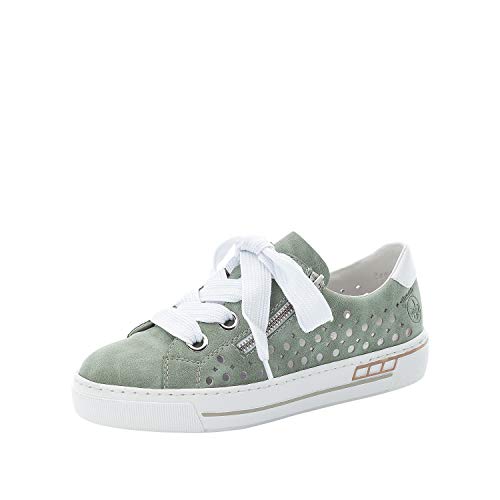 Rieker Damen Low-Top Sneaker L8845, Frauen Halbschuhe,schnürschuhe,schnürer,Halbschuhe,straßenschuhe,Freizeitschuhe,weiblich,grün (52),36 EU / 3.5 EU von Rieker