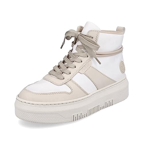 Rieker Damen Low-Top Sneaker M1907, Frauen Halbschuhe,straßenschuhe,Strassenschuhe,Sportschuhe,Freizeitschuhe,Weiss Kombi (80),38 EU / 5 UK von Rieker