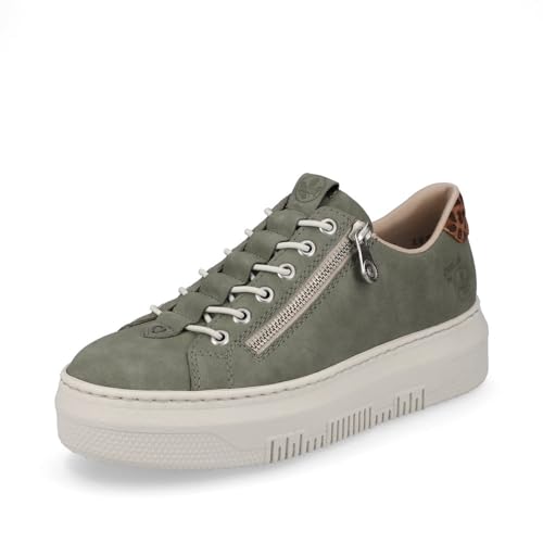 Rieker Damen Low-Top Sneaker M1952, Frauen Halbschuhe,Sportschuhe,Freizeitschuhe,Turnschuhe,Laufschuhe,schnürschuhe,grün (52),42 EU / 8 UK von Rieker