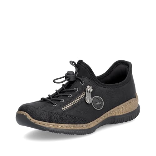 Rieker Damen Low-Top Sneaker N3267, Frauen Halbschuhe,straßenschuhe,Strassenschuhe,Sportschuhe,Freizeitschuhe,Turnschuhe,schwarz (01),42 EU / 8 UK von Rieker