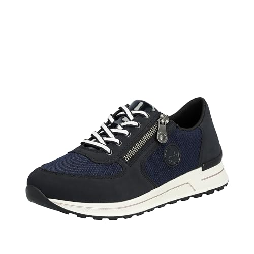 Rieker Damen N1411 Schnürhalbschuhe, Blau, 36 EU Weit von Rieker