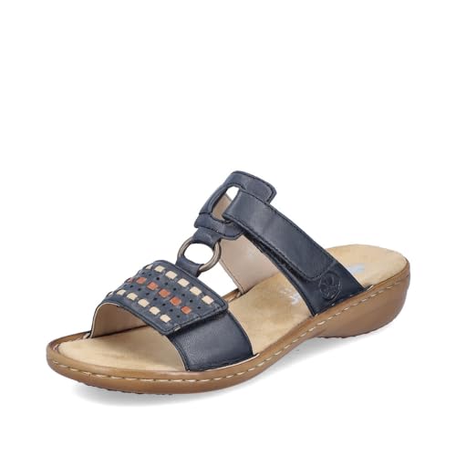 Rieker Damen Pantoletten 60842, Frauen Slipper,Sommerschuhe,sommerclogs,Sandalen,Freizeitschuhe,Schlupfschuhe,Slides,Mules,schwarz (14),41 EU / 7.5 UK von Rieker