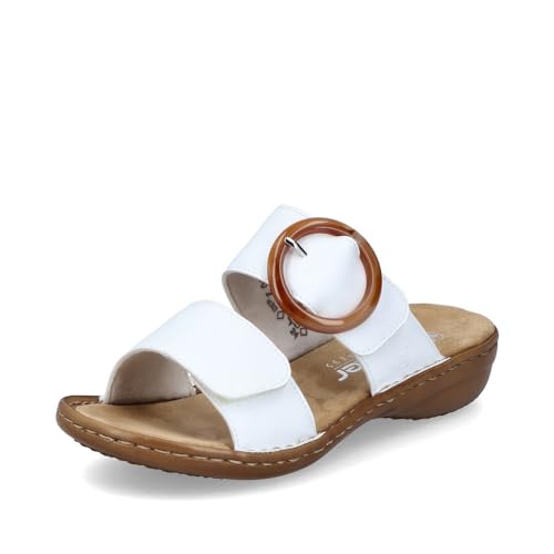 Rieker Damen Pantoletten 60894, Frauen Slipper,Sommerschuhe,sommerclogs,Sandalen,Freizeitschuhe,Schlupfschuhe,schluepfschuhe,Weiss (80),39 EU / 6 UK von Rieker