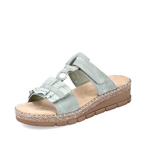 Rieker Damen Pantoletten V1222, Frauen Slip On,Sandalen,Freizeitschuhe,Women's,Lady,Ladies,schluepfschuhe,Slipper,grün (52),38 EU / 5 UK von Rieker