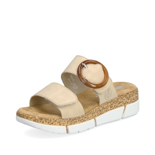 Rieker Damen Pantoletten V2392, Frauen Slipper,Slides,Slip-ons,Backless Slipper,Mules,Gartenschuhe,Sommerschuhe,sommerclogs,beige (60),42 EU / 8 UK von Rieker