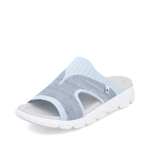 Rieker Damen Pantoletten V8451, Frauen Slipper,schluepfschuhe,Slip-ons,Backless Slipper,Mules,Gartenschuhe,Sommerschuhe,blau (14),41 EU / 7.5 UK von Rieker