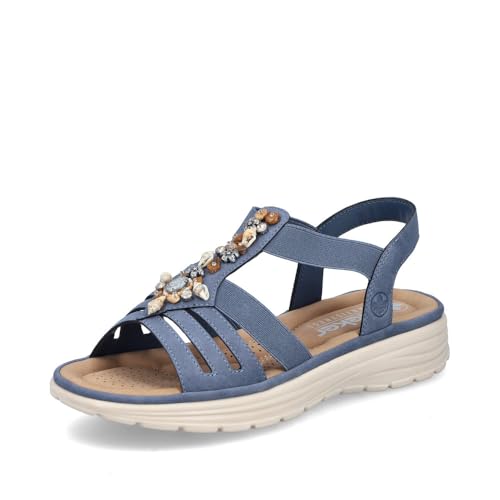 Rieker Damen Pantoletten V8549, Frauen Slipper,Sommerschuhe,sommerclogs,Schlupfschuhe,schluepfschuhe,Slides,Slip-ons,Mules,blau (10),40 EU / 6.5 UK von Rieker