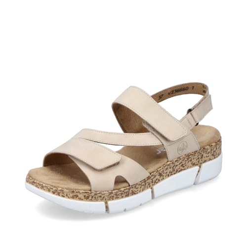 Rieker Damen Klassische Sandalen V2366, Frauen Sandalen,Freizeitschuhe,Sommerschuhe,offene Schuhe,Strandschuhe,beige (60),37 EU / 4 UK von Rieker