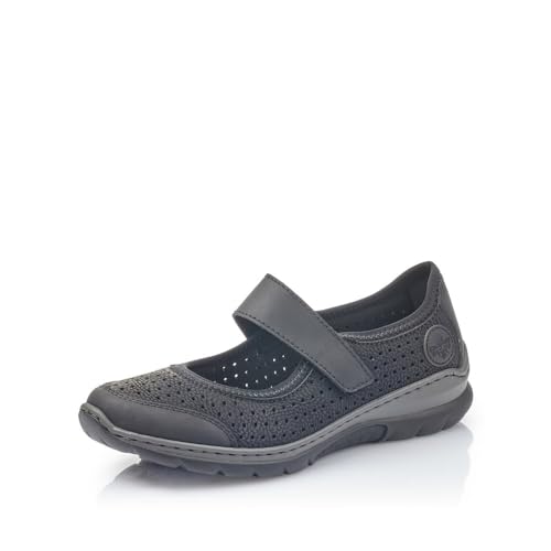 Rieker Damen Riemchenballerinas L32B5, Frauen Flats,Ballerinen,Halbschuhe,Sommerschuhe,Slipper,Ballerina-Schuhe,flach,schwarz (00),39 EU / 6 UK von Rieker