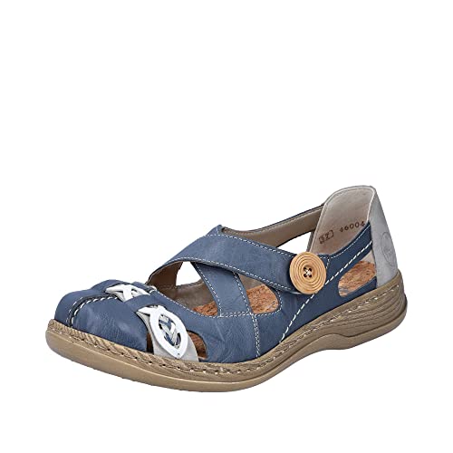 Rieker Damen Riemchensandalen 46004, Frauen Sandalen,Sommerschuhe,Freizeitschuhe,offene,Strandschuhe,Sandaletten,Lady,blau Kombi (12),37 EU / 4 UK von Rieker