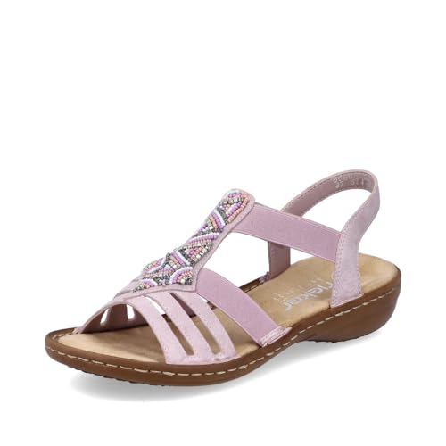 Rieker Damen Riemchensandalen 60801, Frauen Sandalen,sandaletten,sommersandalen,bequem,flach,sommerschuhe,freizeitschuhe,rosa (30),36 EU / 3.5 UK von Rieker