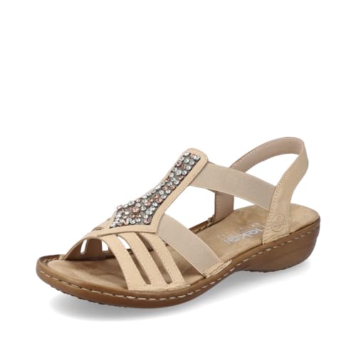 Rieker Damen Riemchensandalen 60803, Frauen Sandalen,Strandschuhe,Sandaletten,Sommersandalen,bequem,flach,Sommerschuhe,braun (20),40 EU / 6.5 UK von Rieker