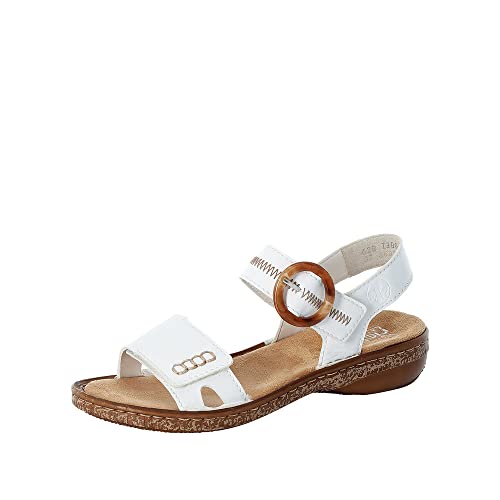 Rieker Damen Riemchensandalen 628Z3, Frauen Sandalen,sommersandalen,bequem,flach,lady,ladies,women's,woman,sandaletten,weiss (80),40 EU / 6.5 EU von Rieker