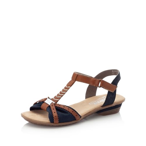 Rieker Damen Riemchensandalen 63499, Frauen Sandalen,Sandaletten,Sommersandalen,Absatz,Sommerschuhe,Freizeitschuhe,blau Kombi (14),36 EU / 3.5 UK von Rieker