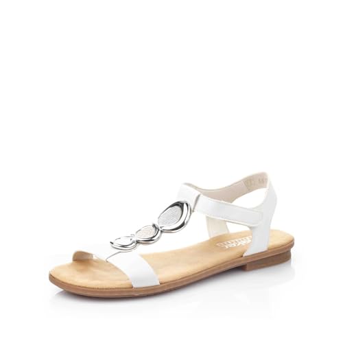 Rieker Damen Riemchensandalen 64265, Frauen Sandalen,Sandaletten,Sommersandalen,bequem,flach,Sommerschuhe,Freizeitschuhe,Weiss (80),36 EU / 3.5 UK von Rieker