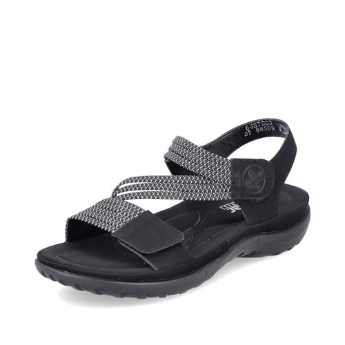 Rieker Damen Riemchensandalen 64870, Frauen Sandalen,freizeitschuhe,offene schuhe,strandschuhe,sandaletten,sommersandalen,schwarz (00),41 EU / 7.5 UK von Rieker