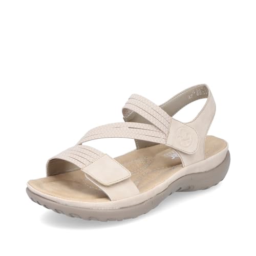 Rieker Damen Riemchensandalen 64870, Frauen Sandalen,offene schuhe,strandschuhe,sandaletten,sommersandalen,bequem,flach,beige (62),43 EU / 9 UK von Rieker