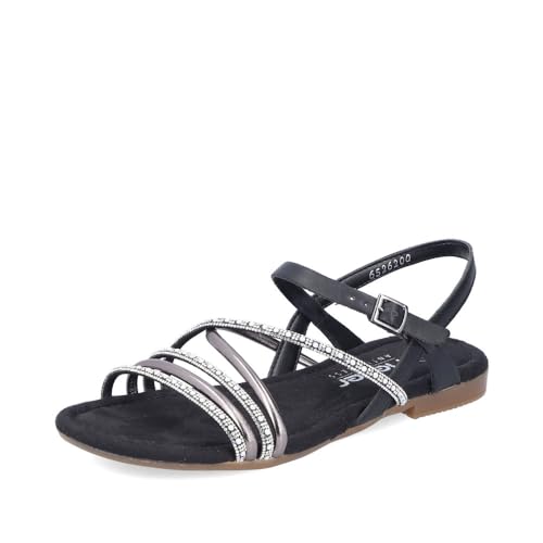 Rieker Damen Riemchensandalen 65262, Frauen Sandalen,Freizeitschuhe,offene Schuhe,Strandschuhe,Sandaletten,Sommersandalen,schwarz (00),41 EU / 7.5 UK von Rieker