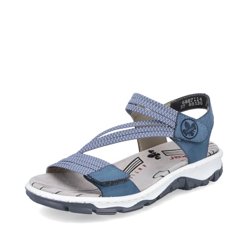 Rieker Damen Riemchensandalen 68871, Frauen Sandalen,sandaletten,sommersandalen,bequem,flach,sommerschuhe,freizeitschuhe,blau (14),36 EU / 3.5 UK von Rieker