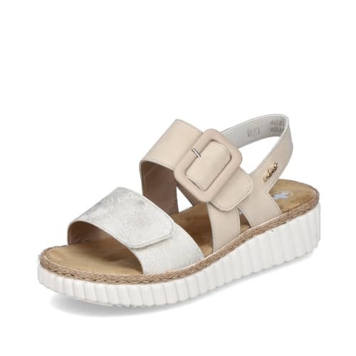 Rieker Damen Riemchensandalen 69260, Frauen Sandalen,freizeitschuhe,offene schuhe,strandschuhe,sandaletten,sommersandalen,beige (60),41 EU / 7.5 UK von Rieker