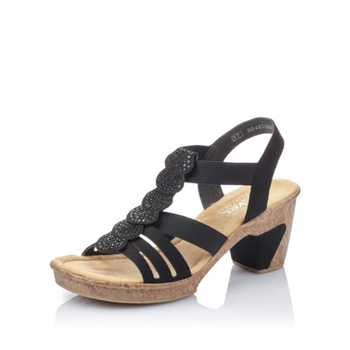 Rieker Damen Riemchensandalen 69702, Frauen Sandalen,Freizeitschuhe,offene Schuhe,Strandschuhe,Sandaletten,Sommersandalen,schwarz (00),41 EU / 7.5 UK von Rieker